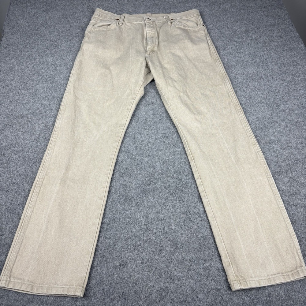 Wrangler Cowboy Cut Jeans Mens 36x34 Khaki Tan 13MWZ Western Classic Denim Rodeo